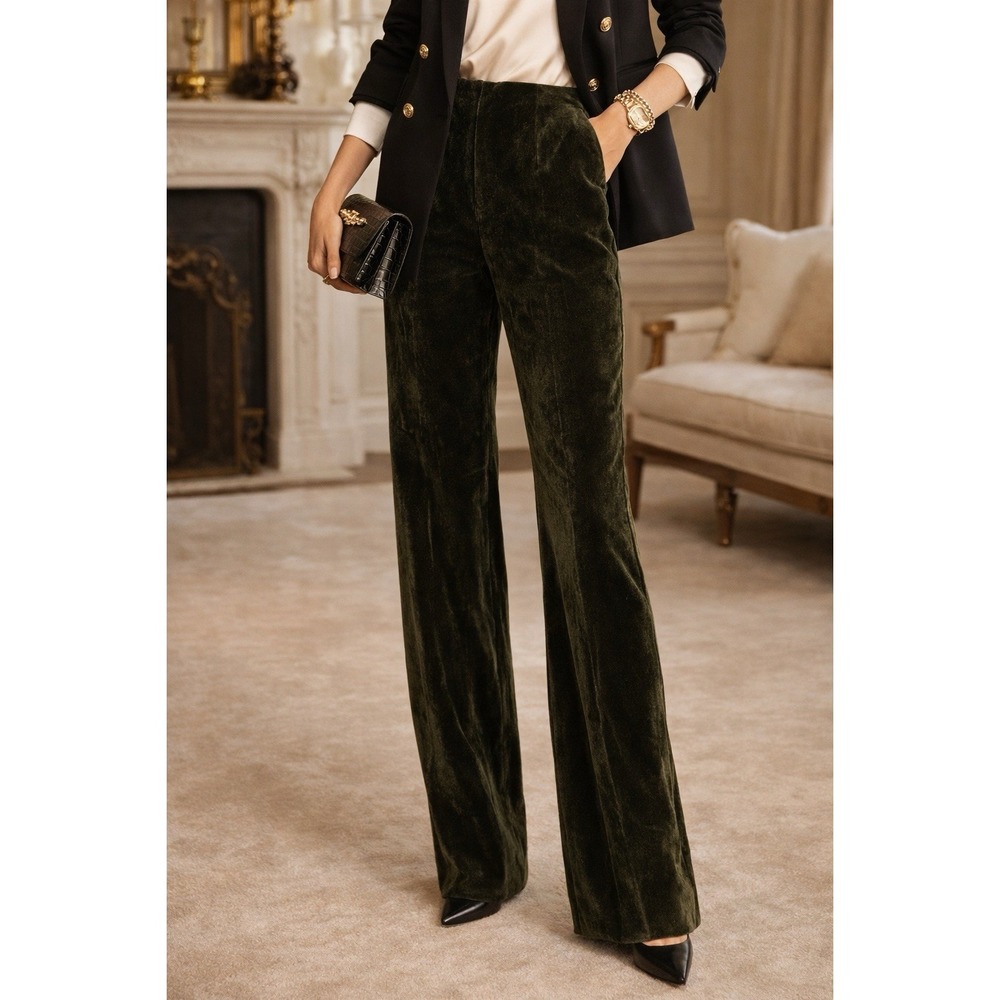 Ralph Lauren Black Label Velvet Trouser Pant Green Sz 6 Made in USA Old Money